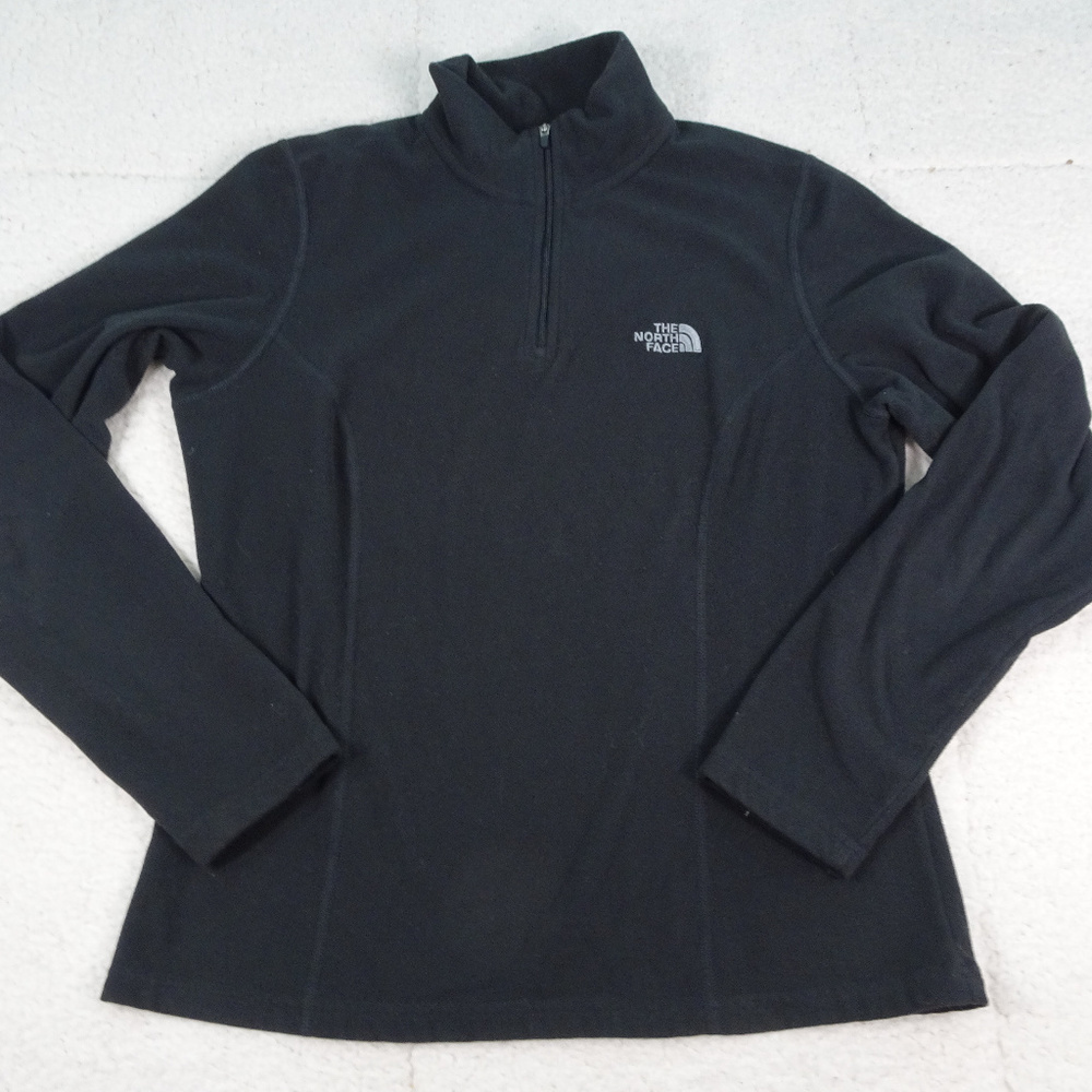 North Face TKA100 Black Fleece Qtr Zip Medium